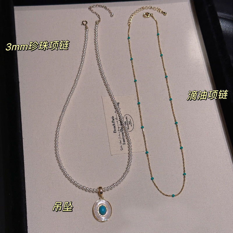 Wholesale Handmade Turquoise Pearl Layered Necklace Fashion Jewelry Accessory