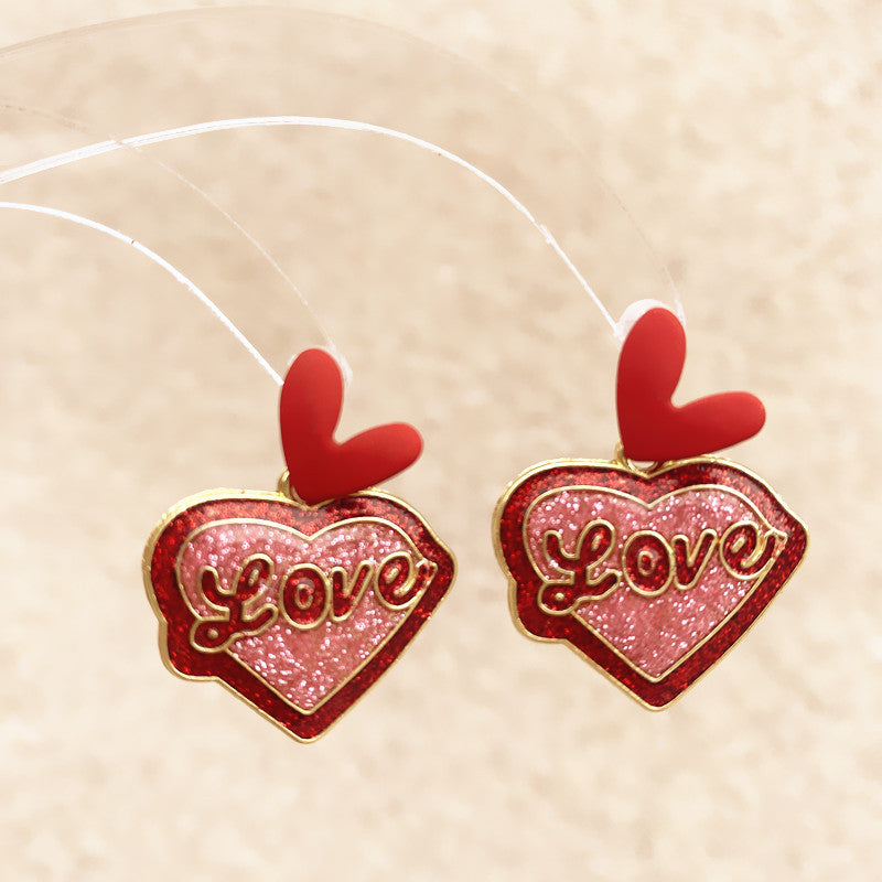 Wholesale Valentine's Day Dropping Oil Love Letter Envelope  Earrings