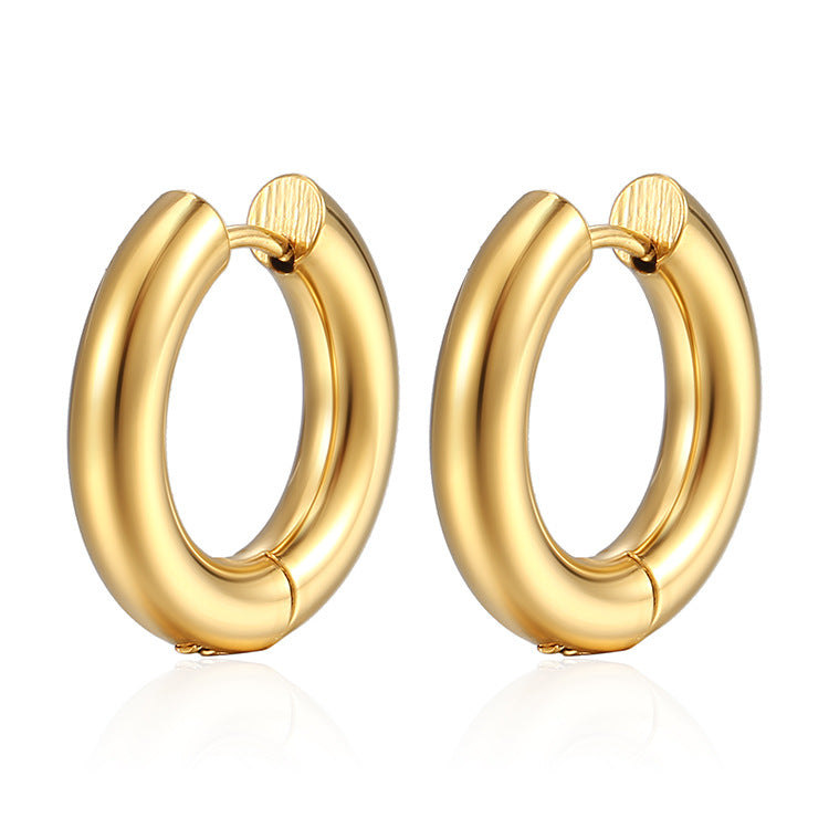 Wholesale Simple Circle Gold Plated Earrings Stainless Steel Earrings ACC-ES-MuShan003