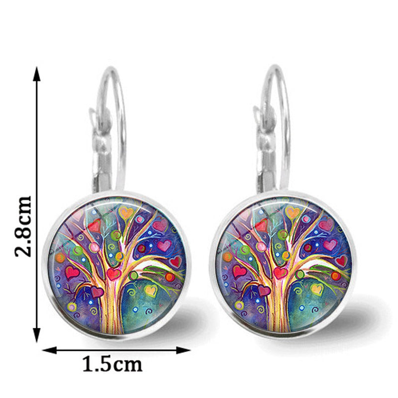 Wholesale Tree of Life Time Gemstone Earrings