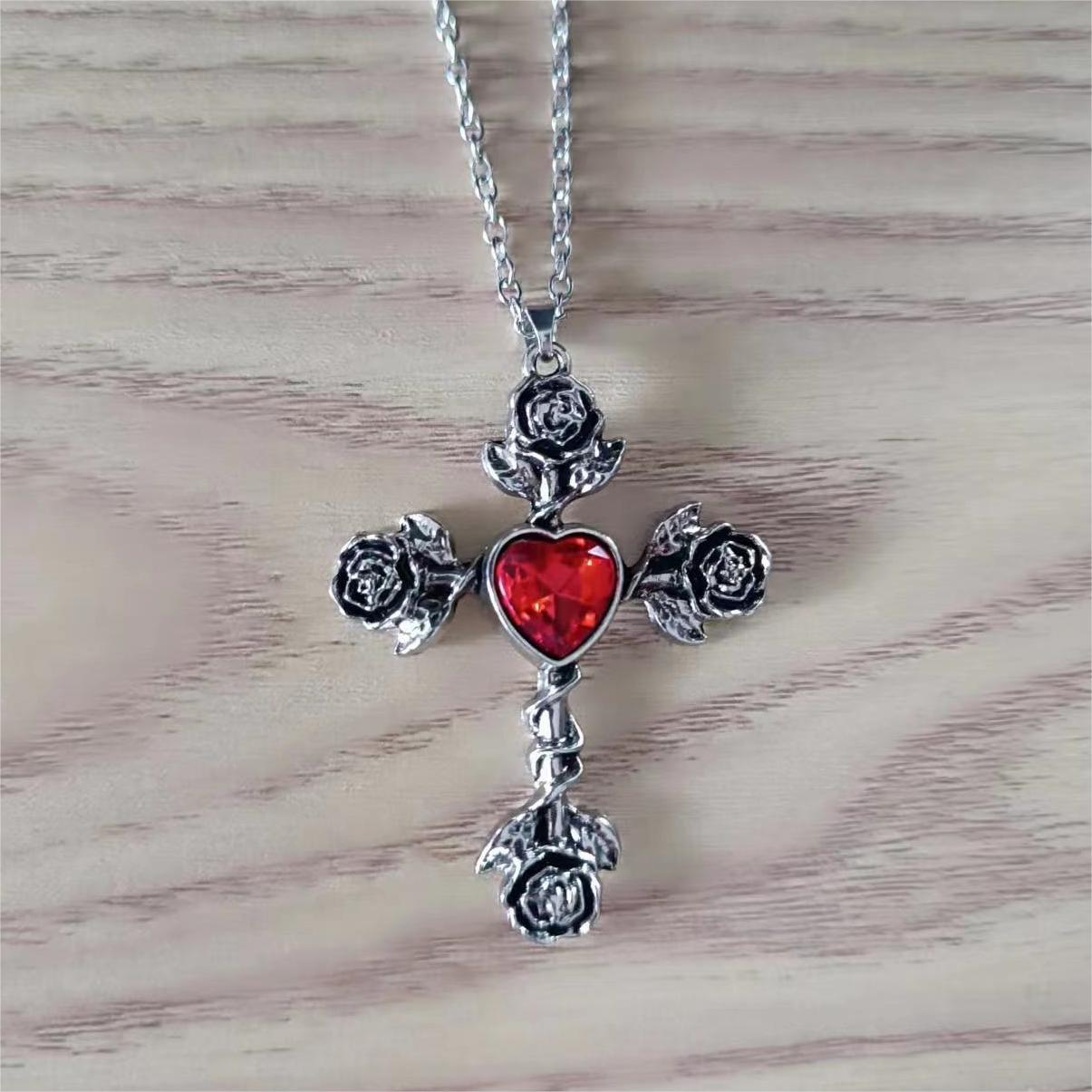 Wholesale Rose Diamond Cross Necklaces Earrings ACC-NE-XuanMo009