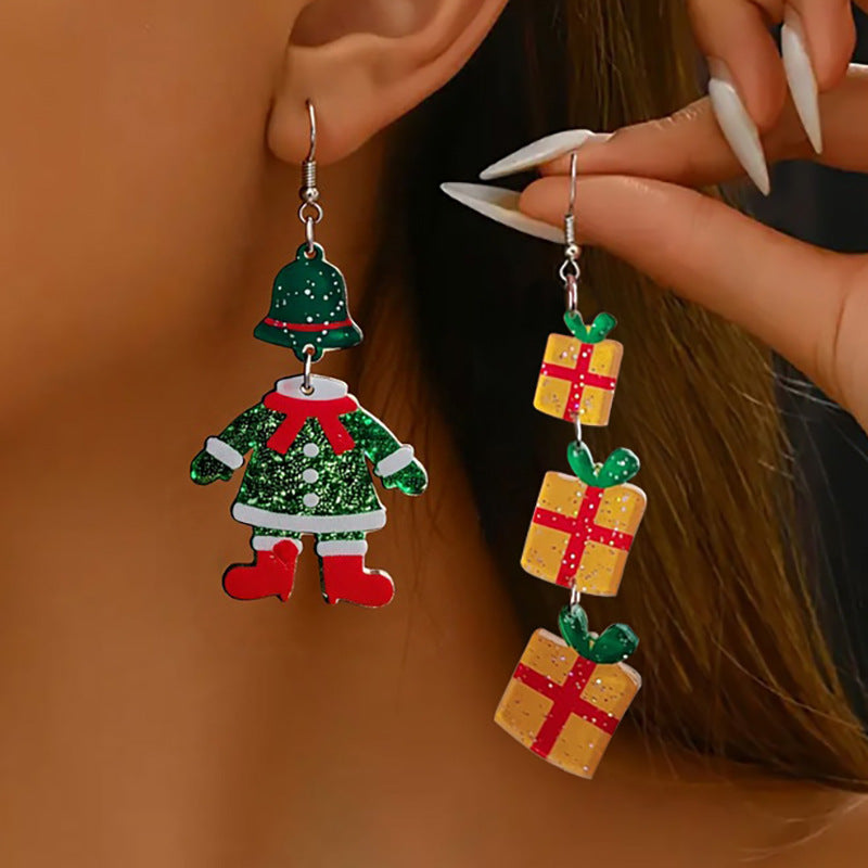 Wholesale Christmas Multicolor Snowman Christmas Tree Acrylic Earrings