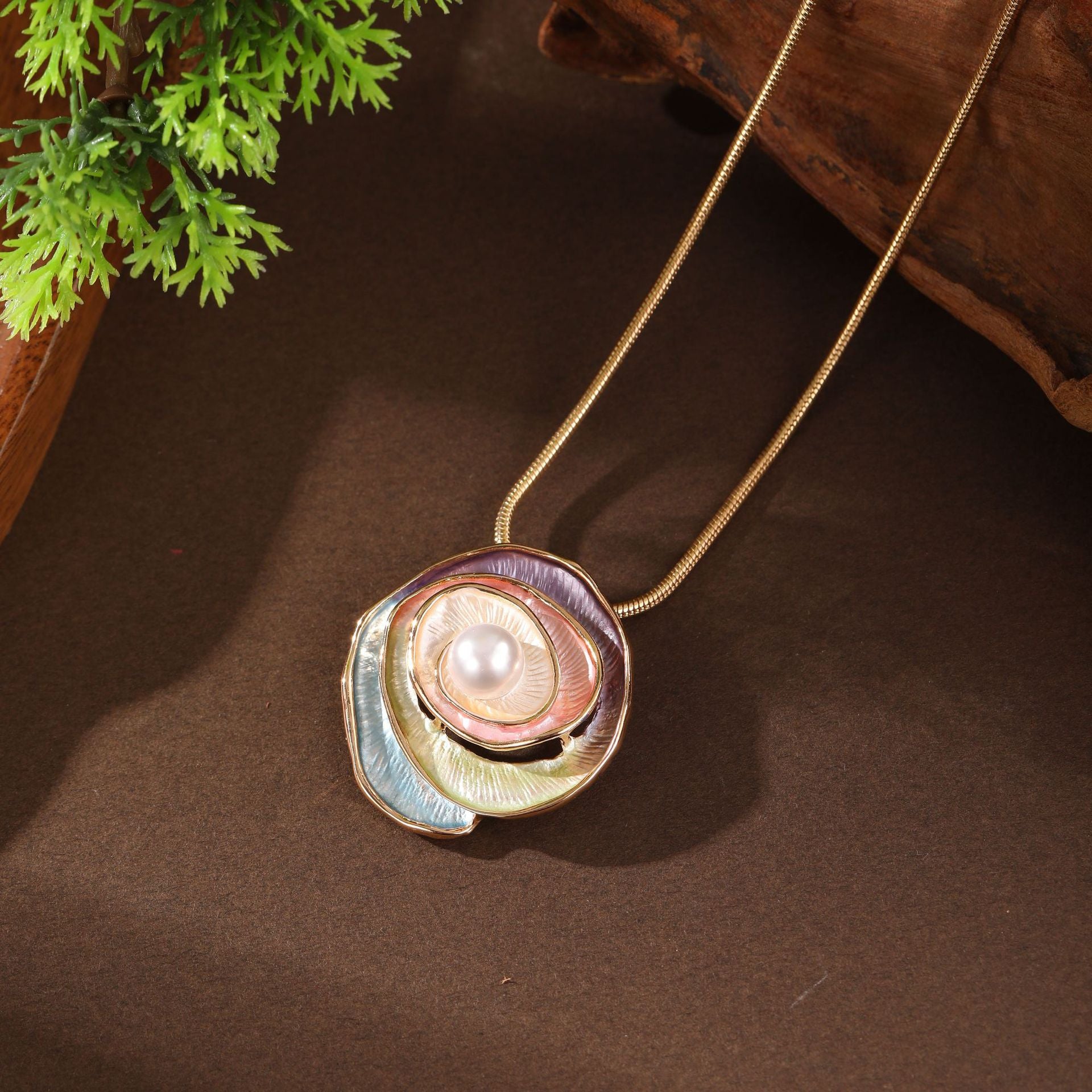 Wholesale  Rose Flower Necklace Colorful Painted Pearl Jewelry Accessory