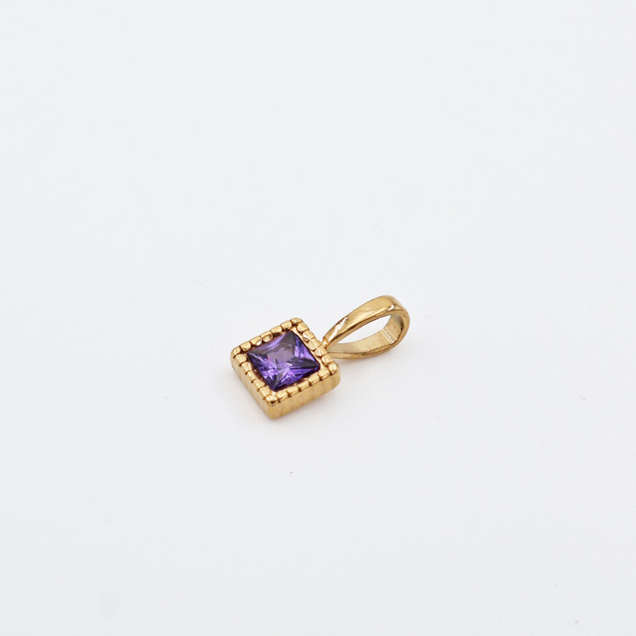Wholesale Stainless Steel Colorful 12 Birthstone Pendant Free Assembly DIY Accessories Necklace