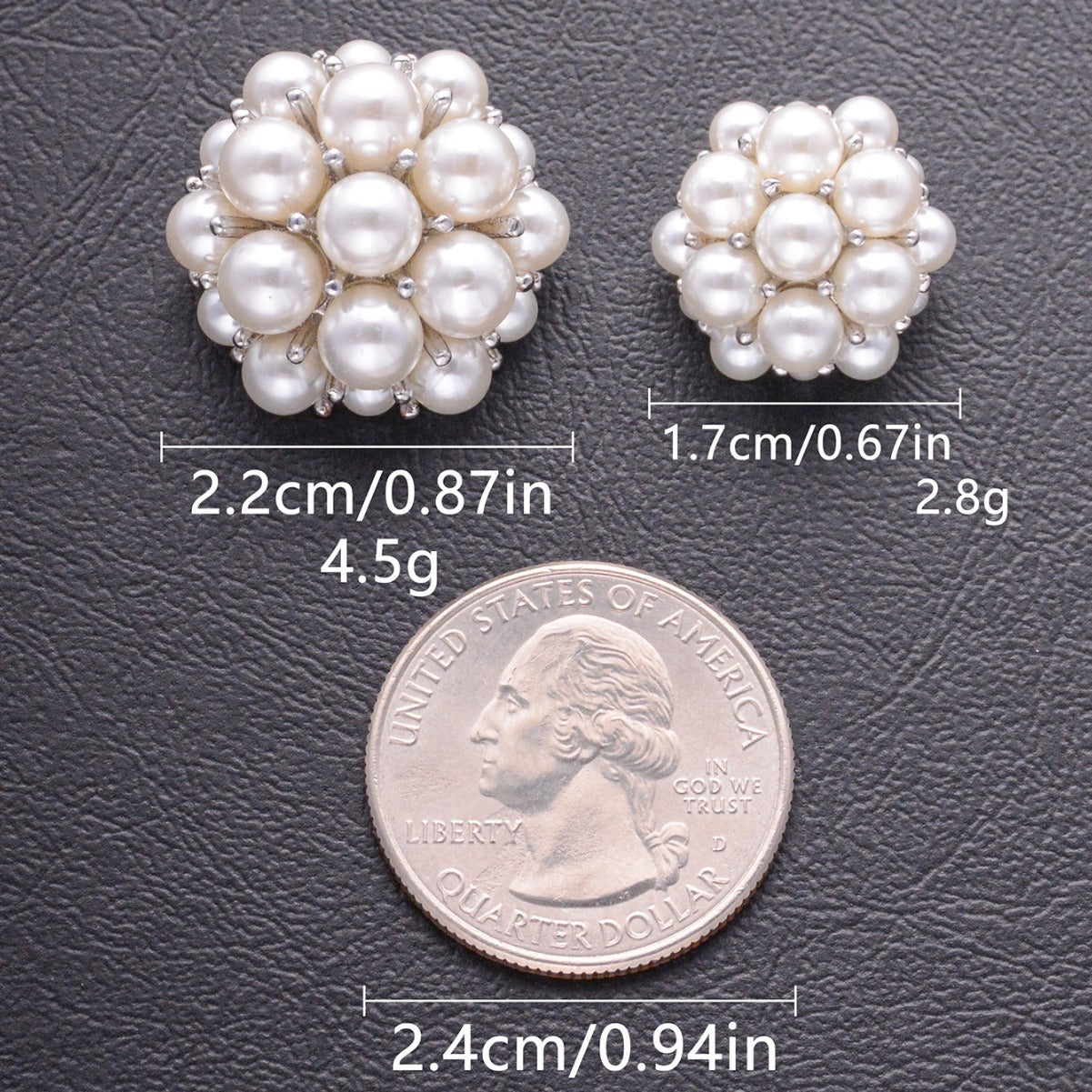 Wholesale 5pcs Metal man-made pearl buttons