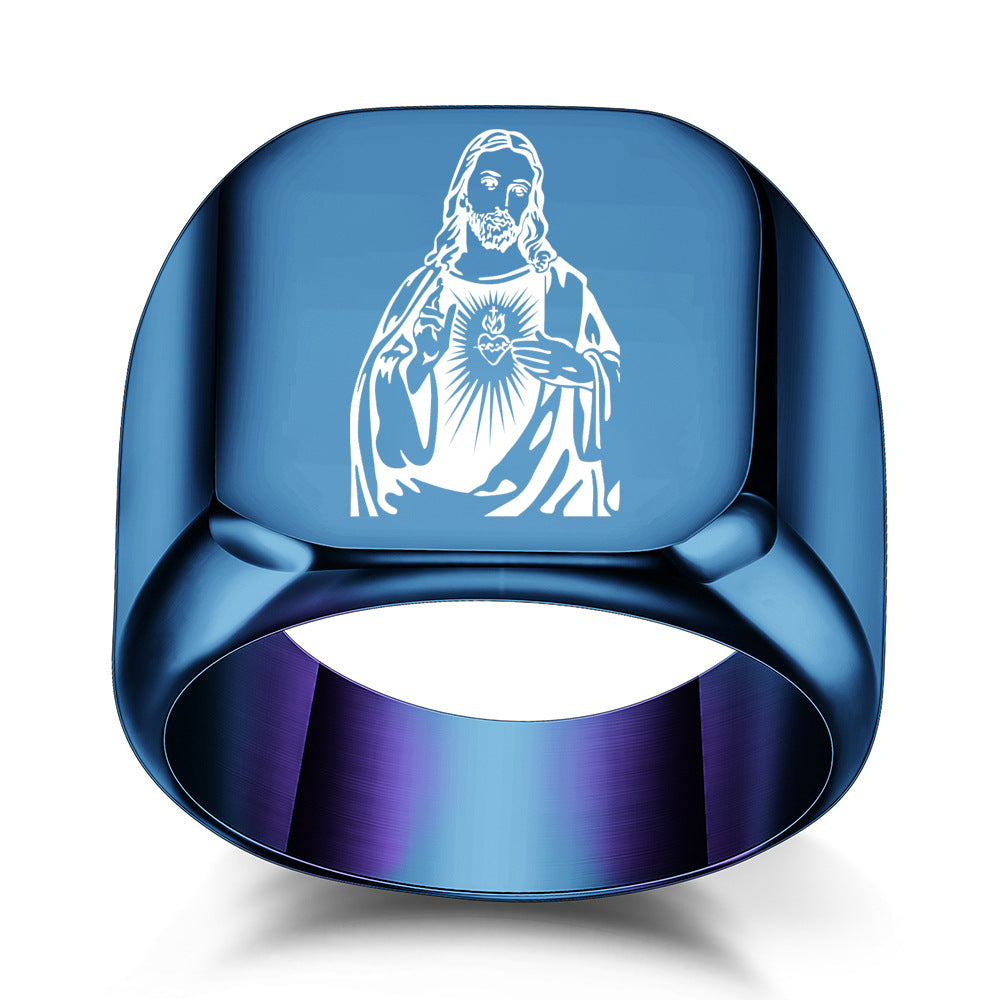 Wholesale Square Polished Titanium Steel Rings ACC-RS-ZhongZhe002