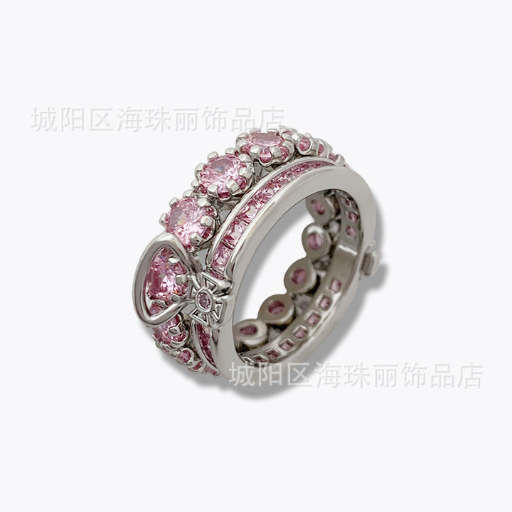 Wholesale double diamond inlaid zircon ring