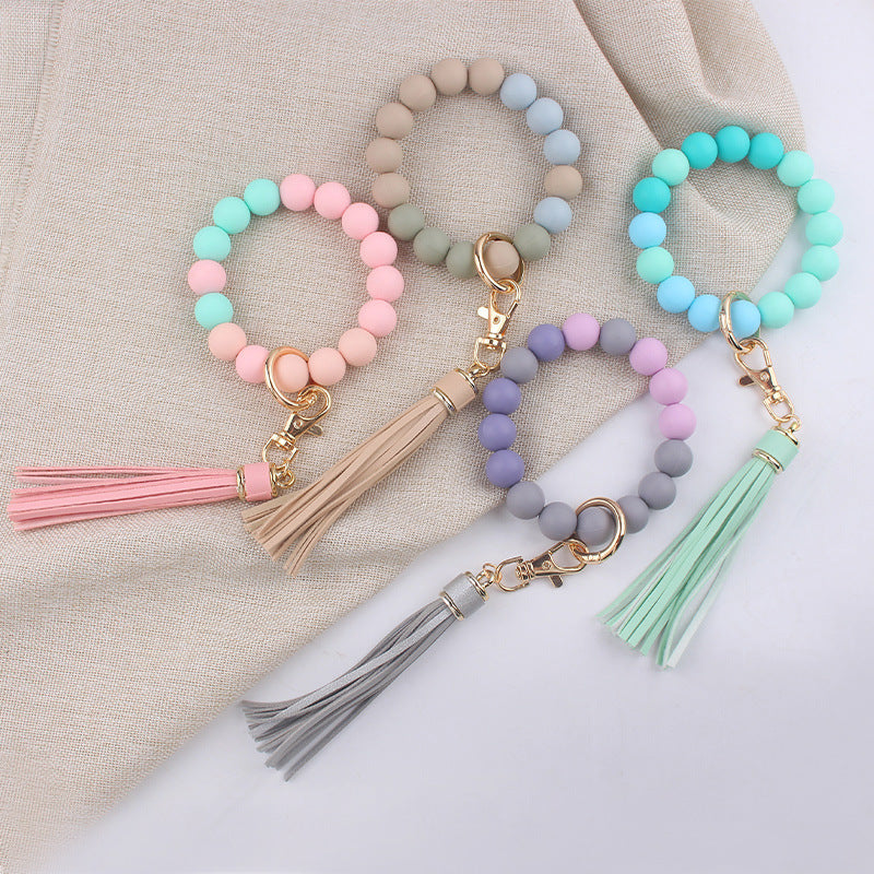 Wholesale Cartoon Solid Color Silicone Beaded Wrist Keychain ACC-KC-GuangTian060