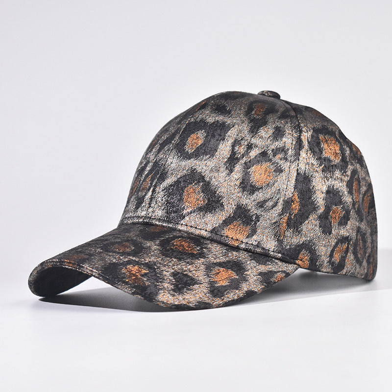 Wholesale Trendy Gold Foil Leopard Print Baseball Cap Thick Dome Hard Top Curved Brim Adjustable Everyday Unisex Sun Hat