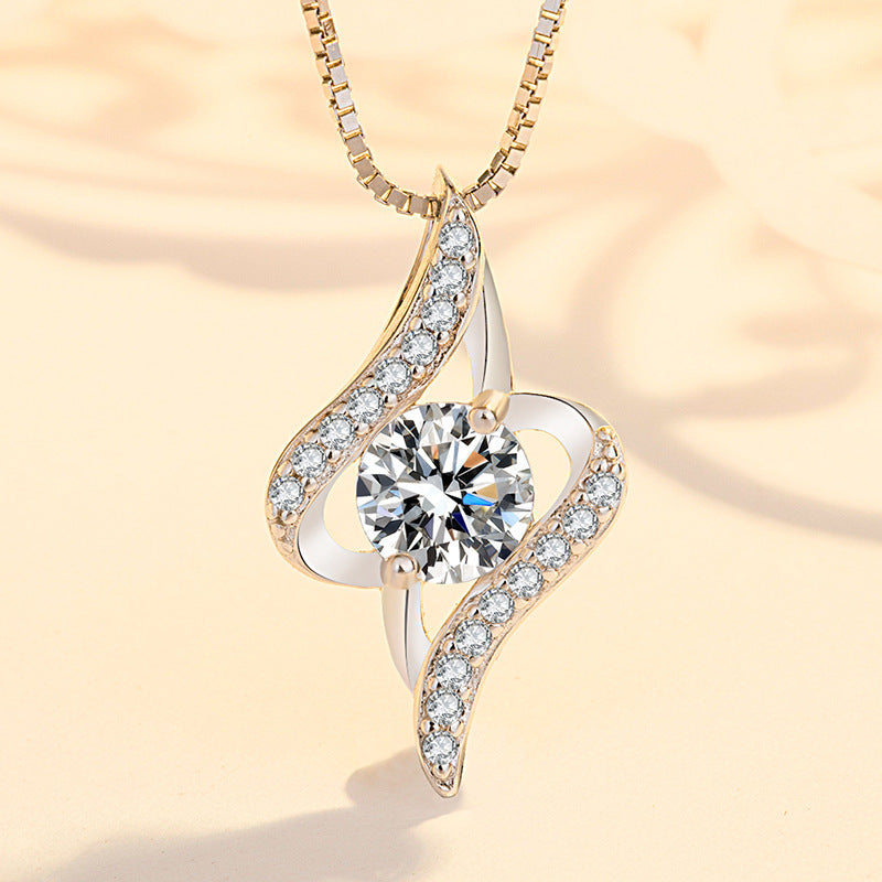 Wholesale s925 silver love heart-shaped pendant clavicle chain