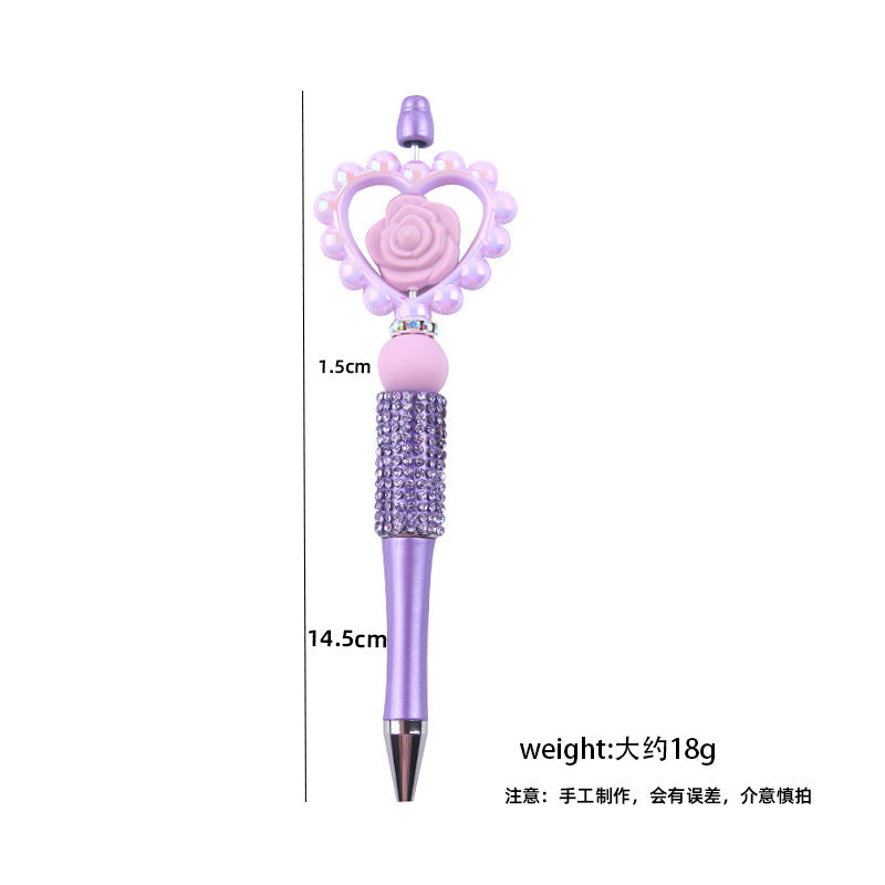 Wholesale  cartoon silicone love rose teether beads beaded pen