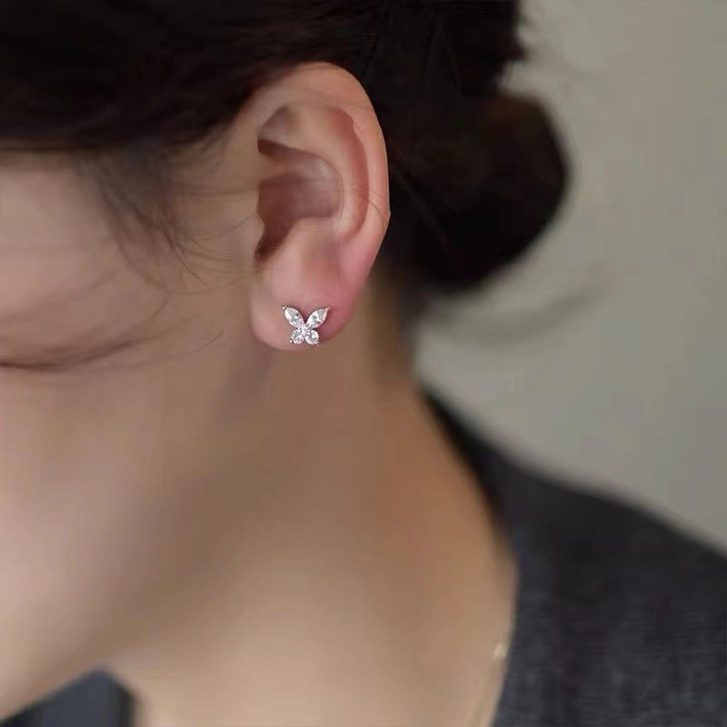 Wholesale Moissanite S925 Sterling Silver Butterfly Earrings