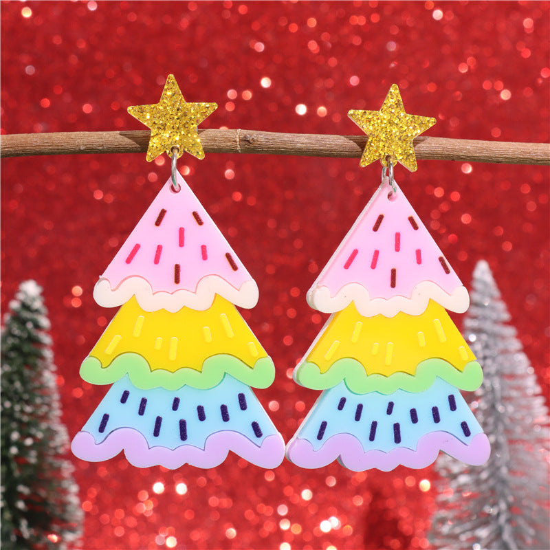 Wholesale Geometric Sequins Stars Christmas Tree Earrings