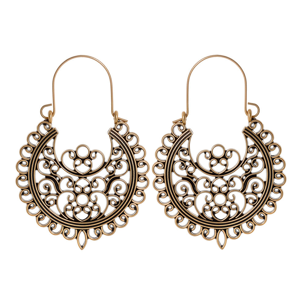 Wholesale Bohemian Hollow Tassel Earrings Zinc Alloy Stylish Boutique Jewelry Accessory