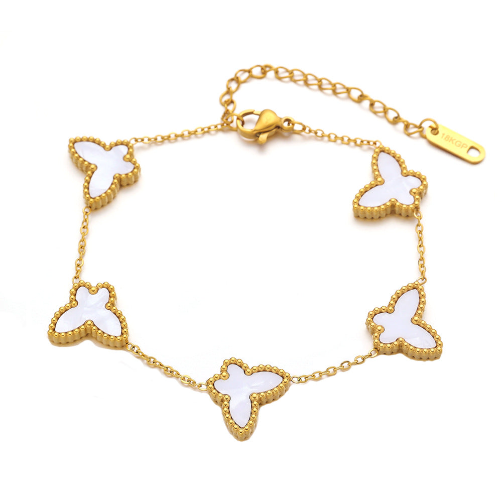 Wholesale Fritillaria Bracelet All-match Bracelet Inlaid with Butterfly Fritillaria Titanium Steel Bracelet