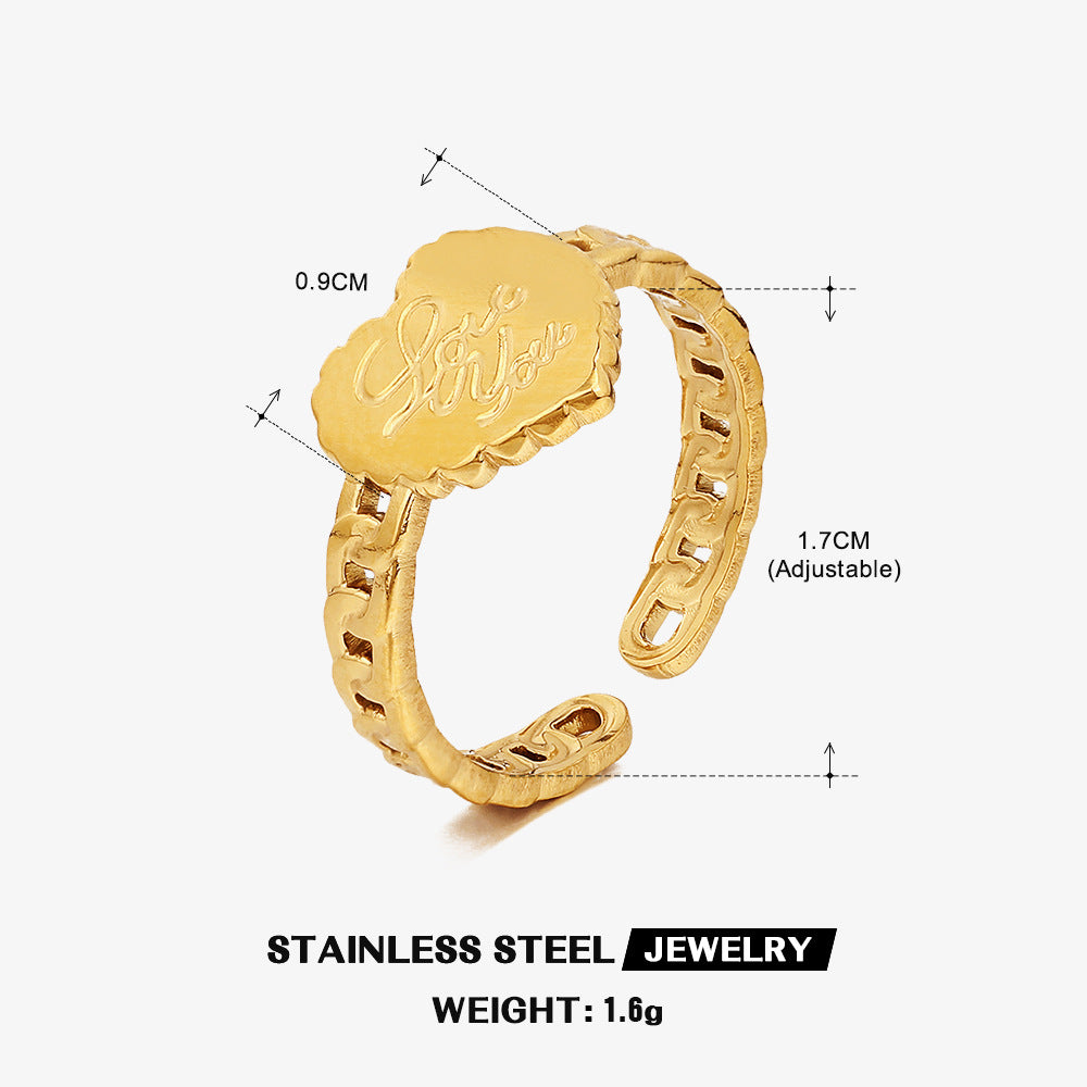 Wholesale Stainless Steel Love Heart 18K Gold Plated Ring