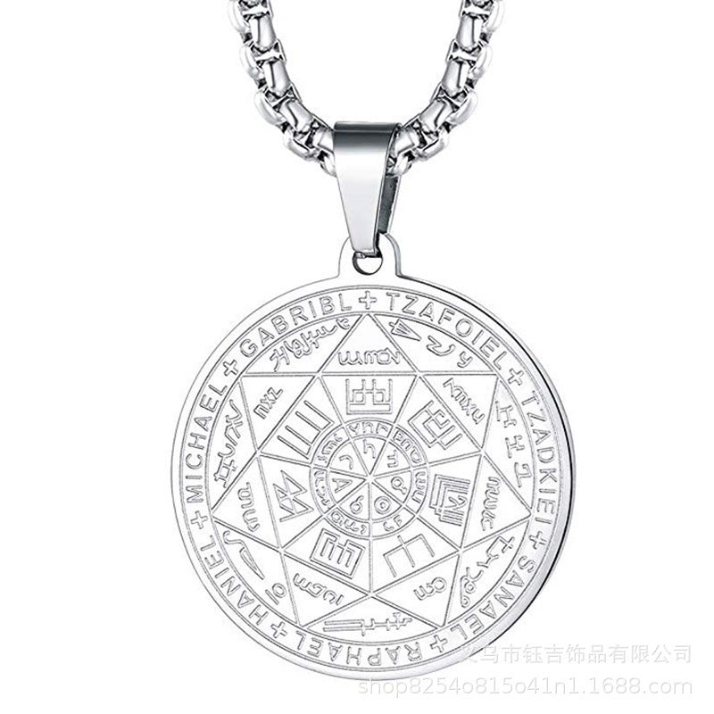 Wholesale Spiritual Seven Angels Rune Pendant Necklace Fashion Jewelry Accessory for Gift Boutique