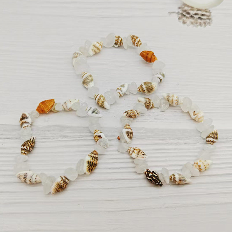 Wholesale Natural Stone Shell Bead Bracelet Quartz Amethyst Strawberry Crystal Gift