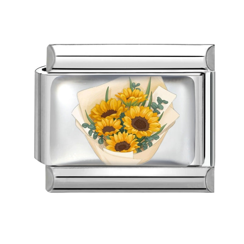 Wholesale 9mm Italian Charm Starter Bracelets DIY Flower Series Stainless Steel Composable Bracelet