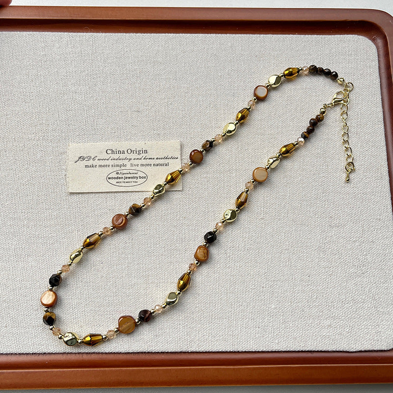 Wholesale  Natural Tiger Eye Beaded Necklace