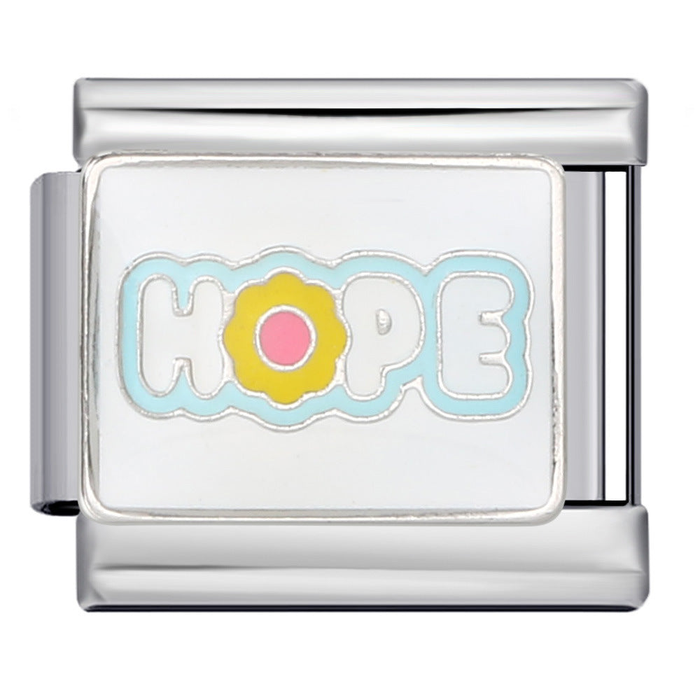 Wholesale Italian Charm Bracelet 9mm DIY Splicing Removable Color English Stainless Steel Composable Bracelet