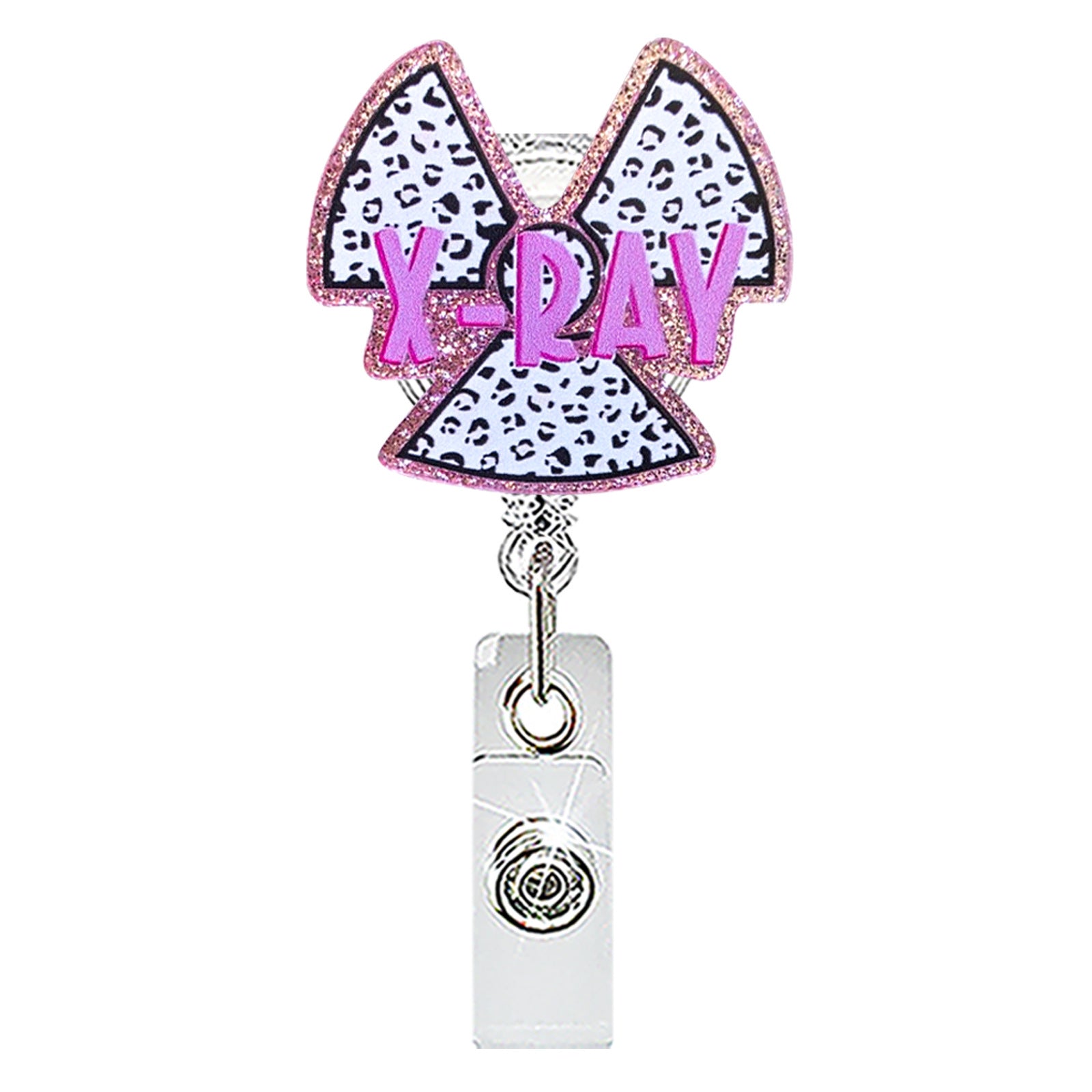 Wholesale Chic Glitter Acrylic Retractable Rotating Badge Holder for Medical Student ID Clip