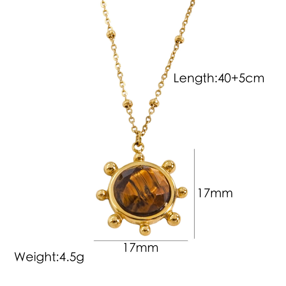 Wholesale  yellow tiger stone series stainless steel necklace