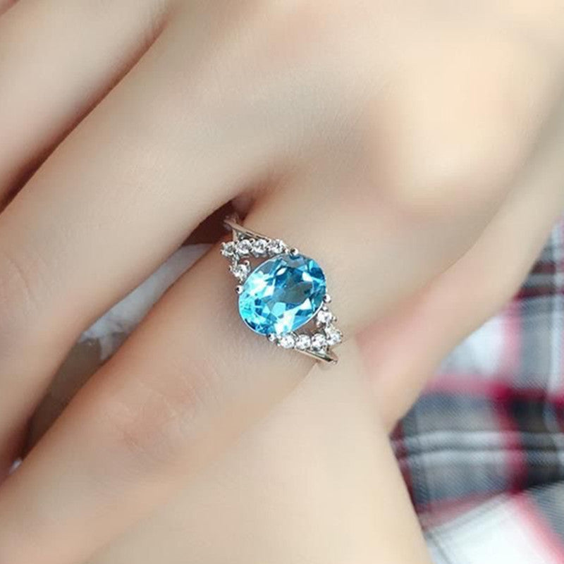 Wholesale S925 silver-plated natural Topaz ring