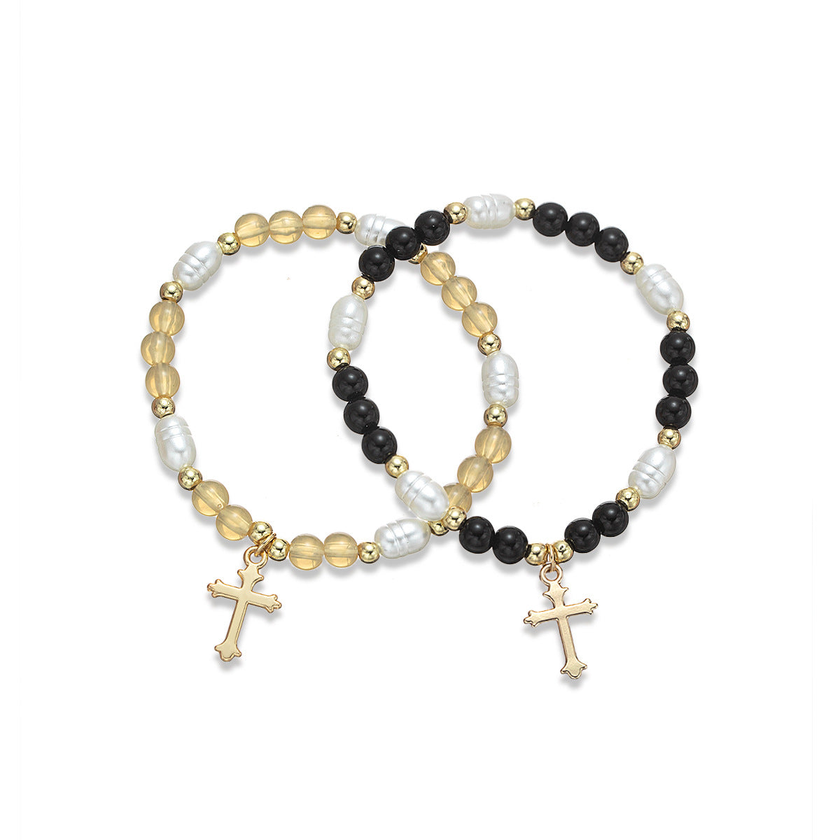 Wholesale Resin Man-made Pearl Cross Bracelet