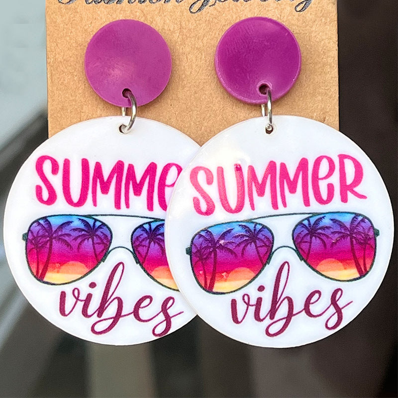 Wholesale 2 Pairs/pack Hello Summer Seaside Scenery Acrylic Earrings ACC-ES-HY015