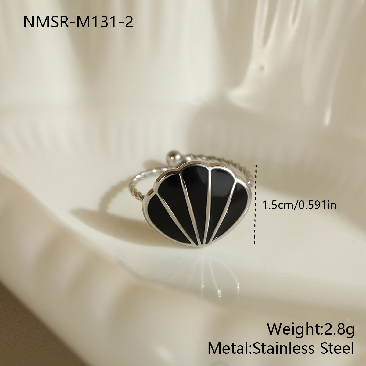 Wholesale Stainless steel ocean-themed adjustable seashell ring