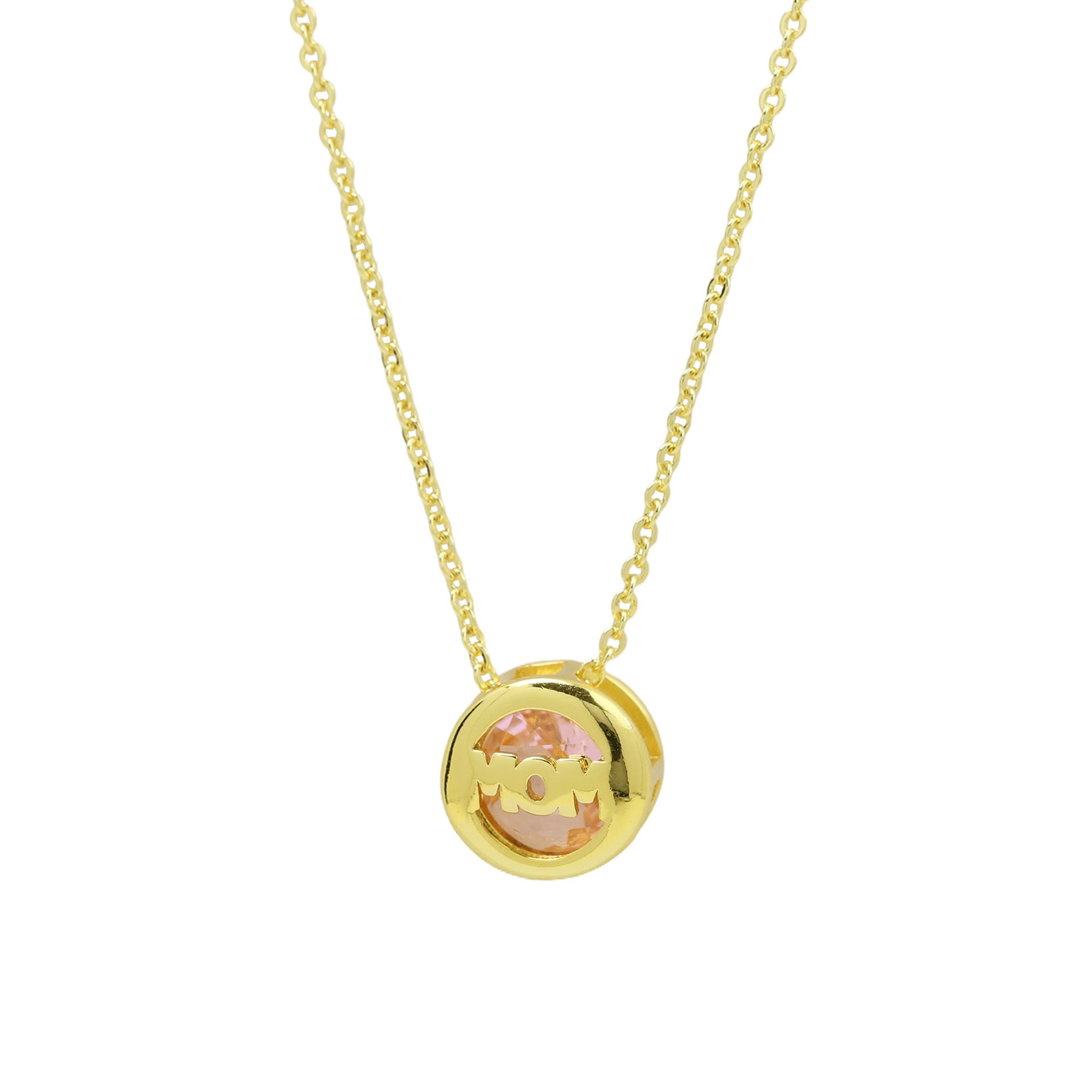 Wholesale Gold-Plated Brass " MOM"  Pendant with December Birthstone — Mother' s Day Gift