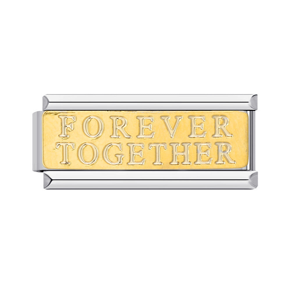 Wholesale  Italian Module Long Edition Letter Titanium Steel Welding Oil Dropping DIY  Charm