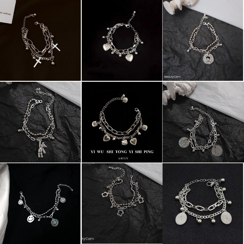 Wholesale Dark Double Layer Distressed Bracelet Layered Bracelet Set ACC-BT-Tongs002