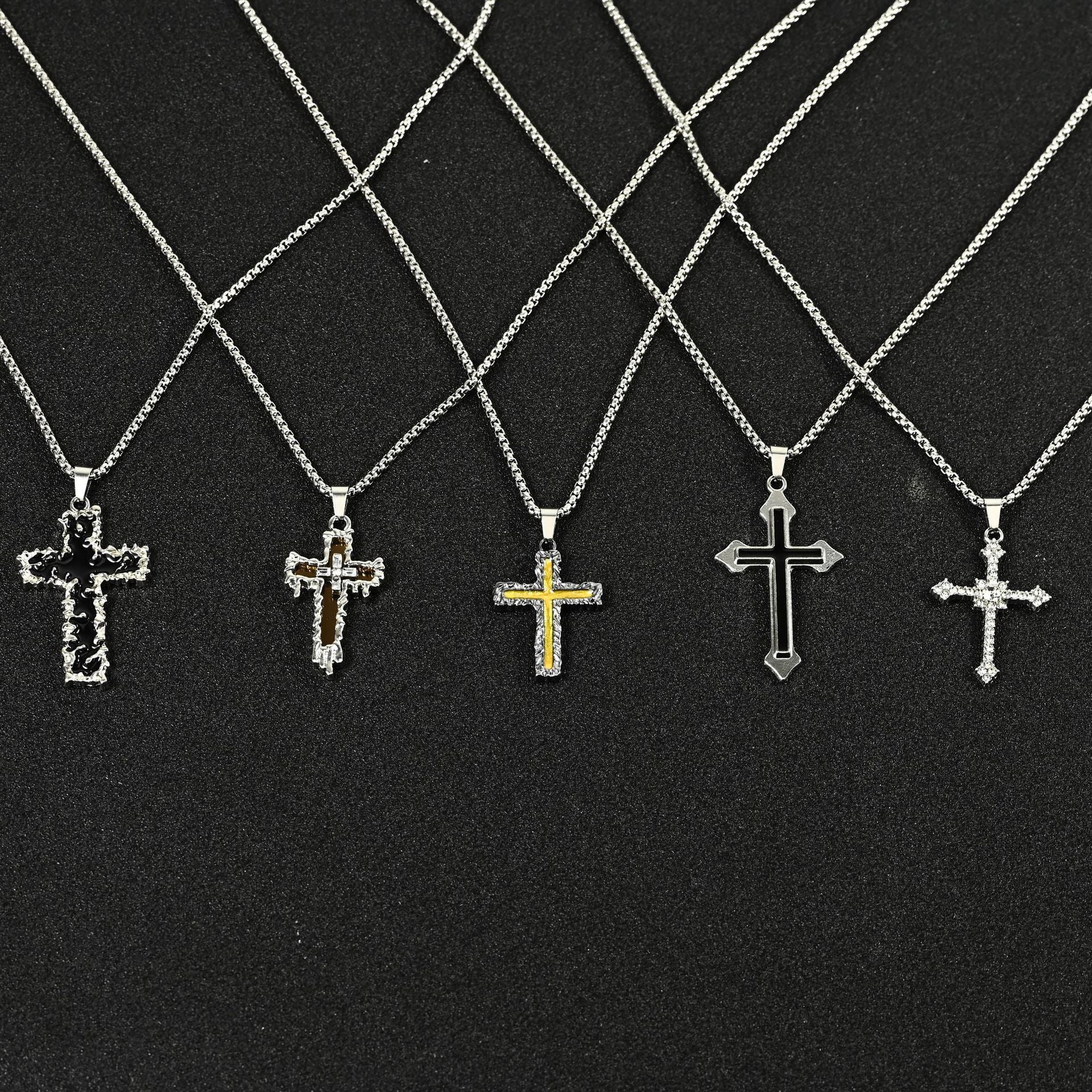 Wholesale Titanium Steel cross  alloy pendant necklaces