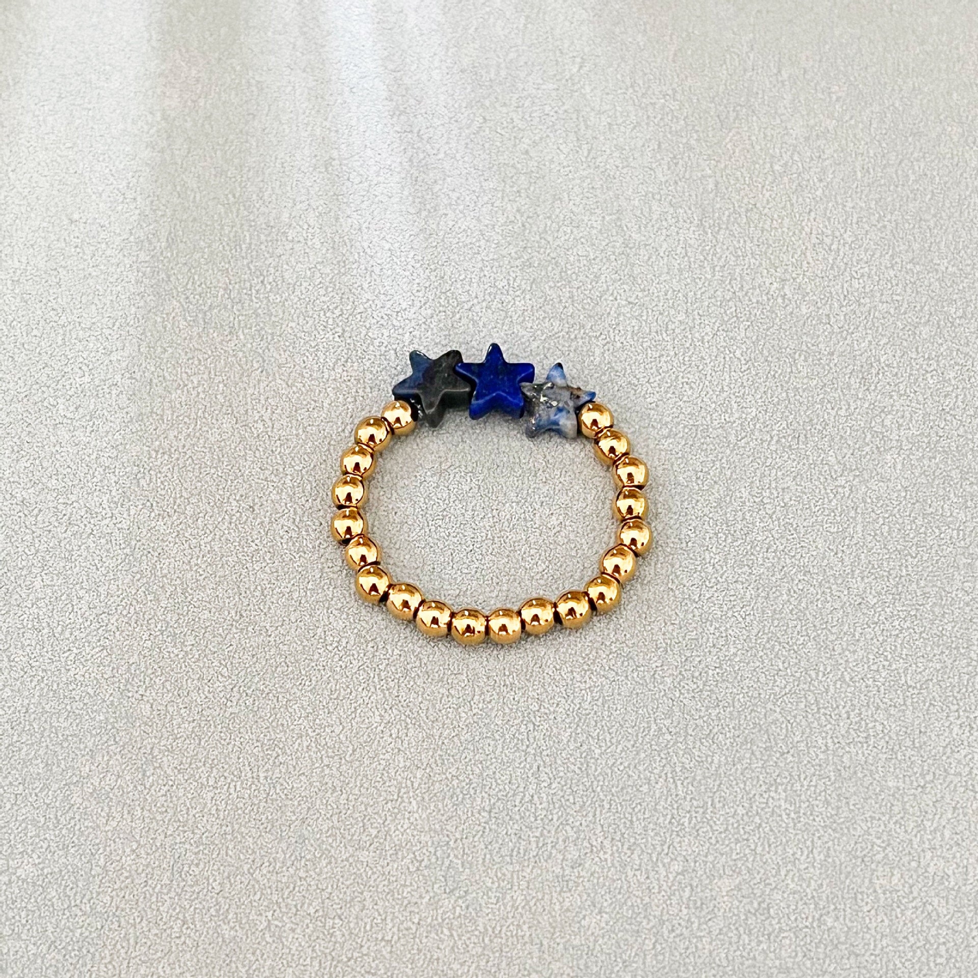 Wholesale natural stone pentagon elastic ring