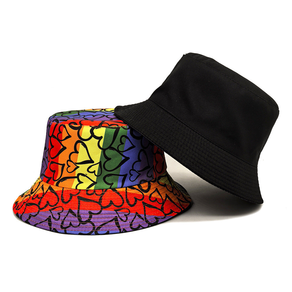 Wholesale Fashion love color matching pattern printing  basin hat bucket hat
