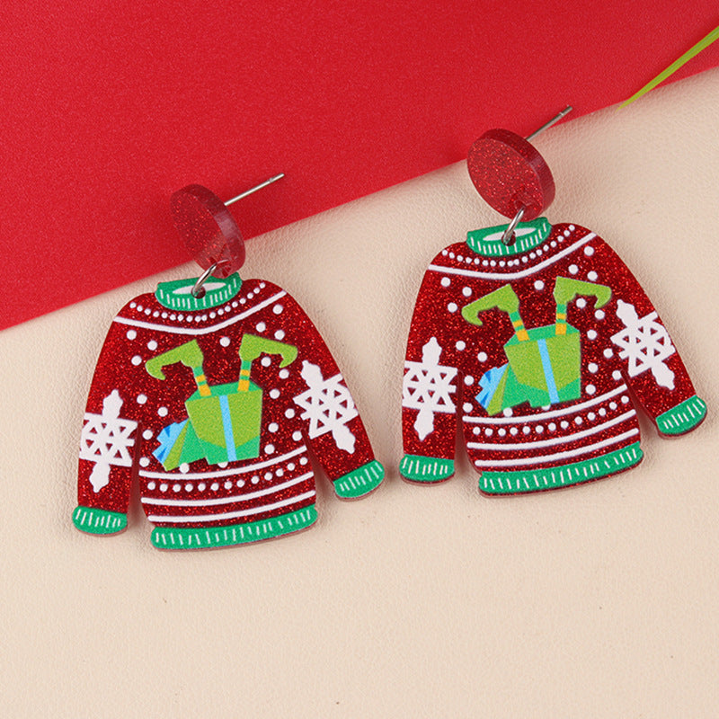 Wholesale Acrylic Sweater Christmas Earrings