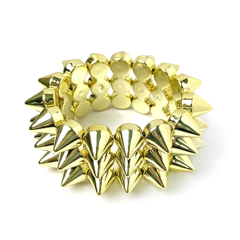 Wholesale Punk Rivet Wide Bracelet Retro Black Resin Jewelry Accessory Boutique Resale Gift