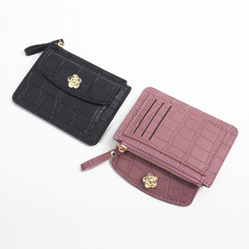 Wholesale Black PU Expandable Cardholder Wallet For Women Retro Lock Design Everyday Gift