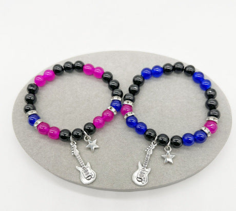 Wholesale Couple bracelet love heart magnetic suction buckle natural opal beaded bracelet