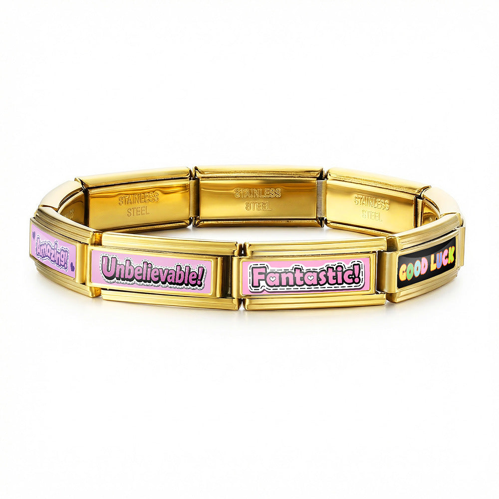 Wholesale 9mm Italian Charm Starter Bracelets DIY Letter Single Section Creative Stainless Steel Composable Bracelet