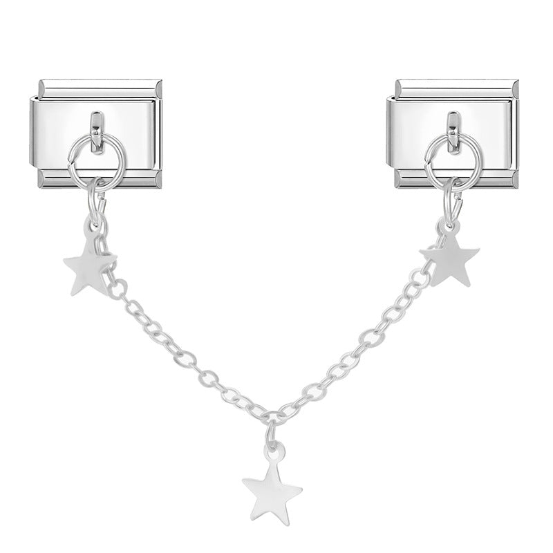 Wholesale Italian Charm Bracelet 9mm DIY Splicing Silver Double Pendant Stainless Steel Composable Bracelet