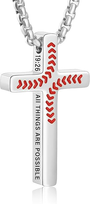 Wholesale Stylish Baseball Cross Necklace Stainless Steel Pendant Fashion Accessory for Men Gift Resale