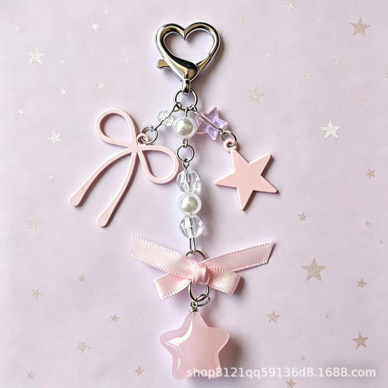 Wholesale Cute Lace Bow Heart Keychain Star Pendant Charm - Zinc Alloy Jewelry Accessory for Resale