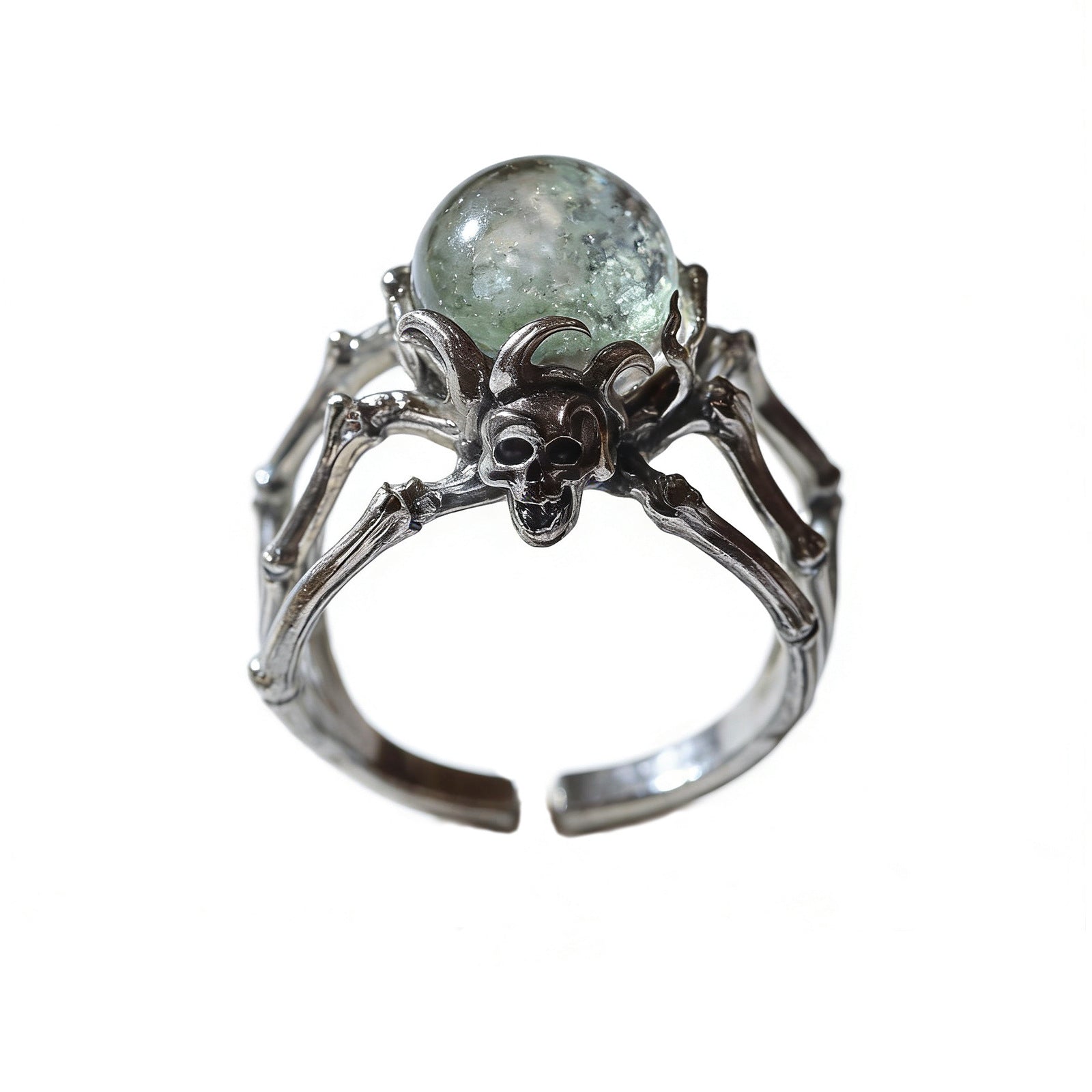 Wholesale Adjustable Gothic Crystal  Skull Ring Alloy Electroplated Trendy Unisex Jewelry Accessory For Everyday Wear