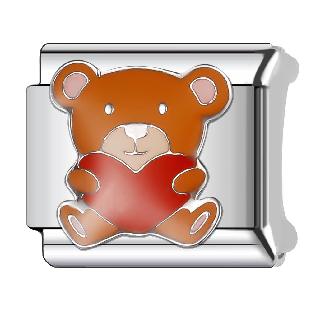 Wholesale Italian Charm Bracelet 9mm DIY Splicing Cute Cartoon Animal Stainless Steel Composable Bracelet