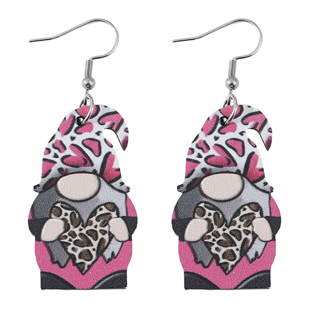 Wholesale Wooden Valentine' s Day Heart-Shaped Dwarf Earrings