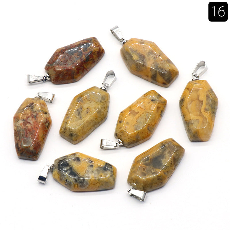 Wholesale Mini Coffin Board Natural Crystal Stone Coffin Board Necklace Pendant ACC-PT-KeSuo004