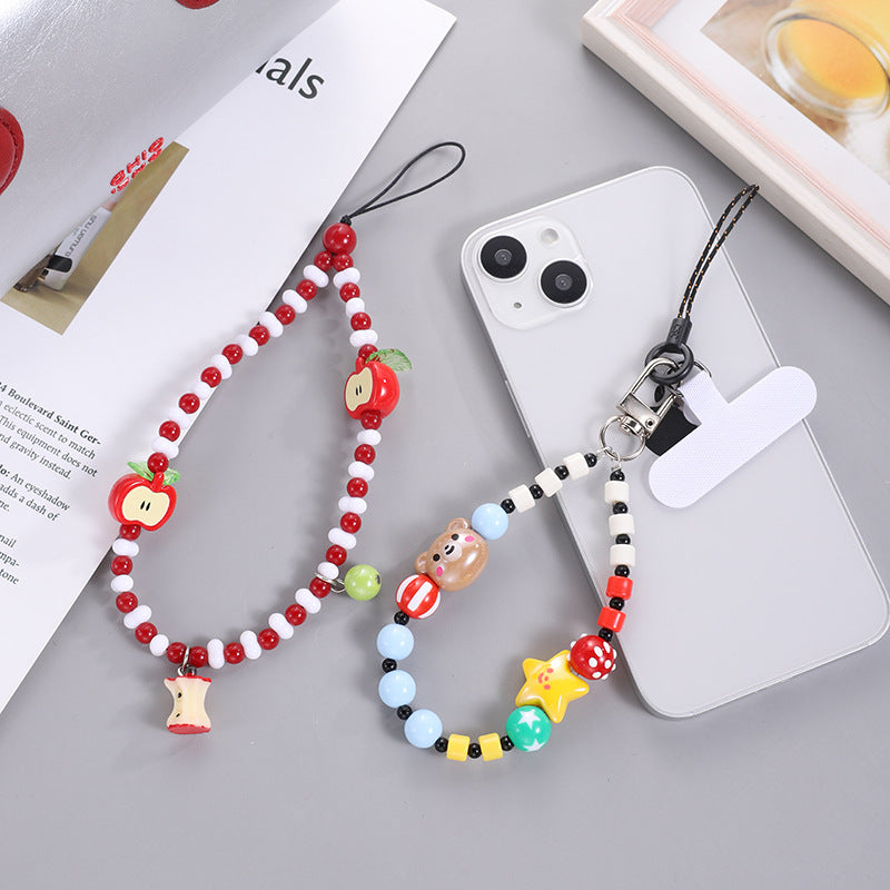 Wholesale Glass Dalmatian Chain Beaded Colorful Acrylic Bead Keychain